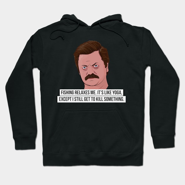 Ron Swanson - Fishing Hoodie by BluPenguin
